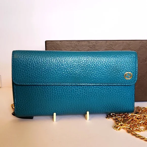 Gucci Interlocking GG Long Doublesided Wallet- Turquoise w/Box - Picture 1 of 14